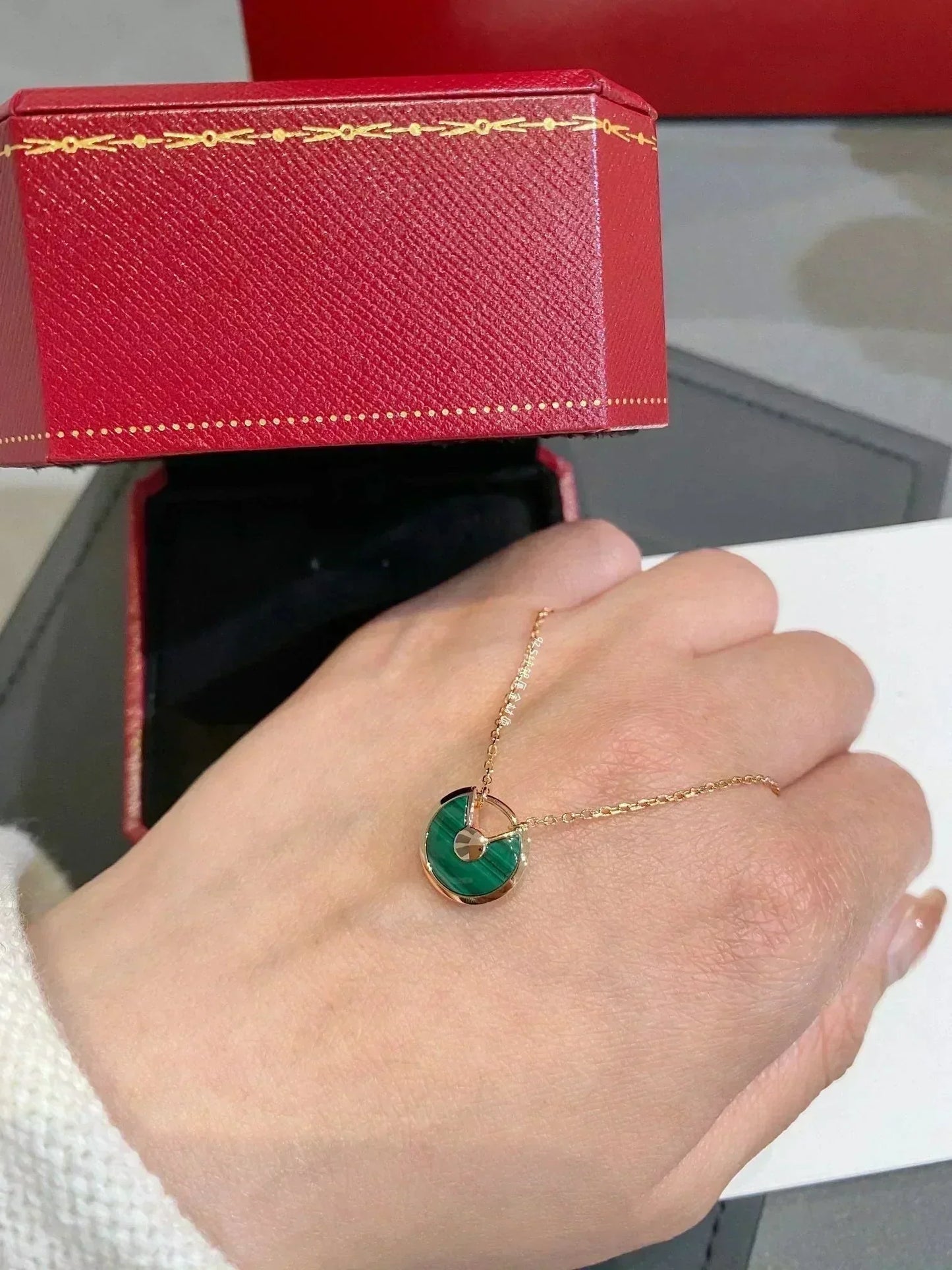 [Vintora]AMULETTE ROSE GOLD MALACHITE NECKLACE