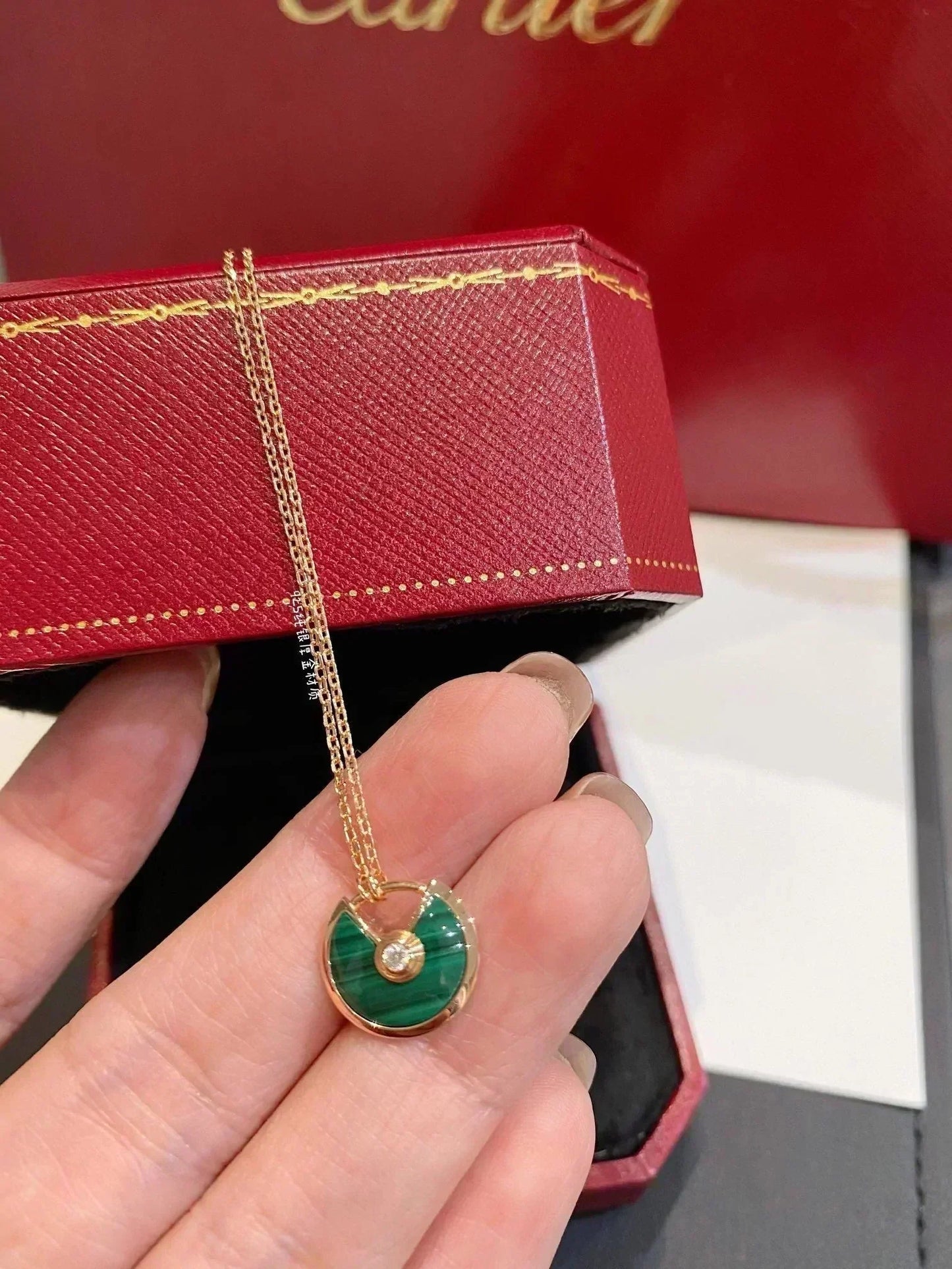 [Vintora]AMULETTE ROSE GOLD MALACHITE NECKLACE