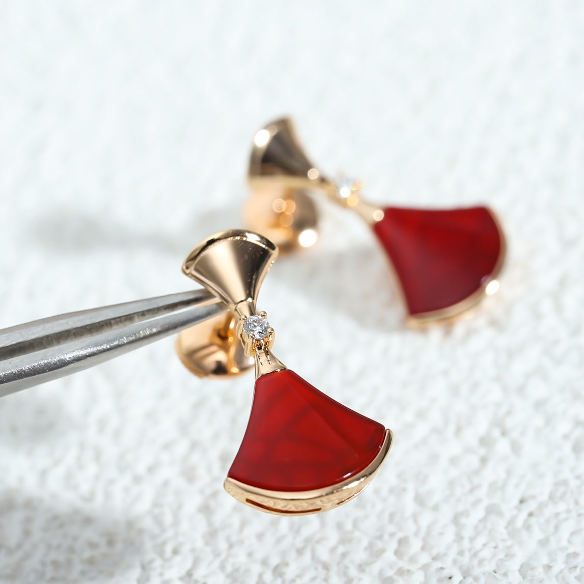 [Vintora]DREAM Carnelian PINK GOLD EARRINGS