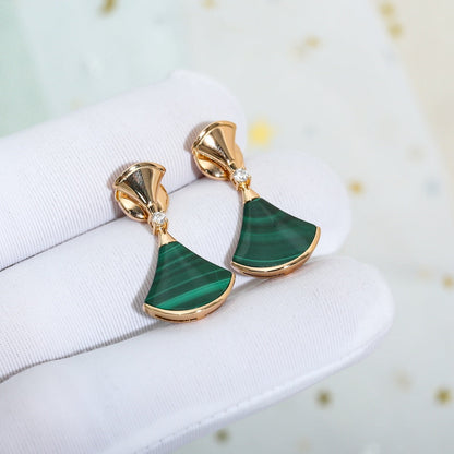 [Vintora]DREAM MALACHITE PINK GOLD EARRINGS