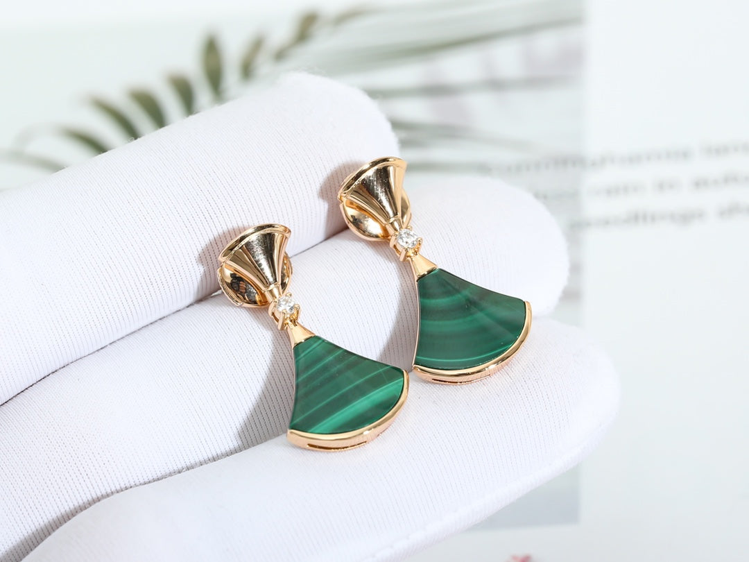 [Vintora]DREAM MALACHITE PINK GOLD EARRINGS