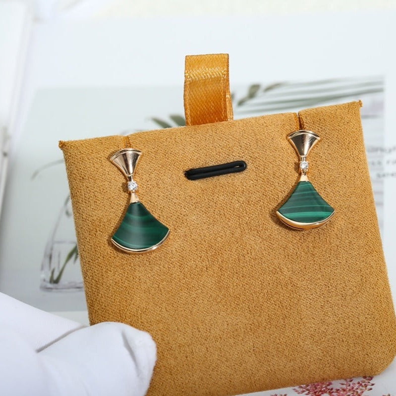 [Vintora]DREAM MALACHITE PINK GOLD EARRINGS