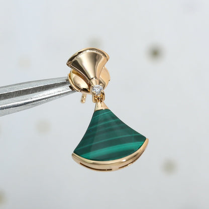 [Vintora]DREAM MALACHITE PINK GOLD EARRINGS