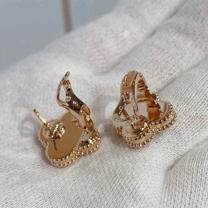 [Vintora]CLOUS D'OREILLES CLOVER MEDIUM 1 MOTIFS CORNALINE DIAMANT