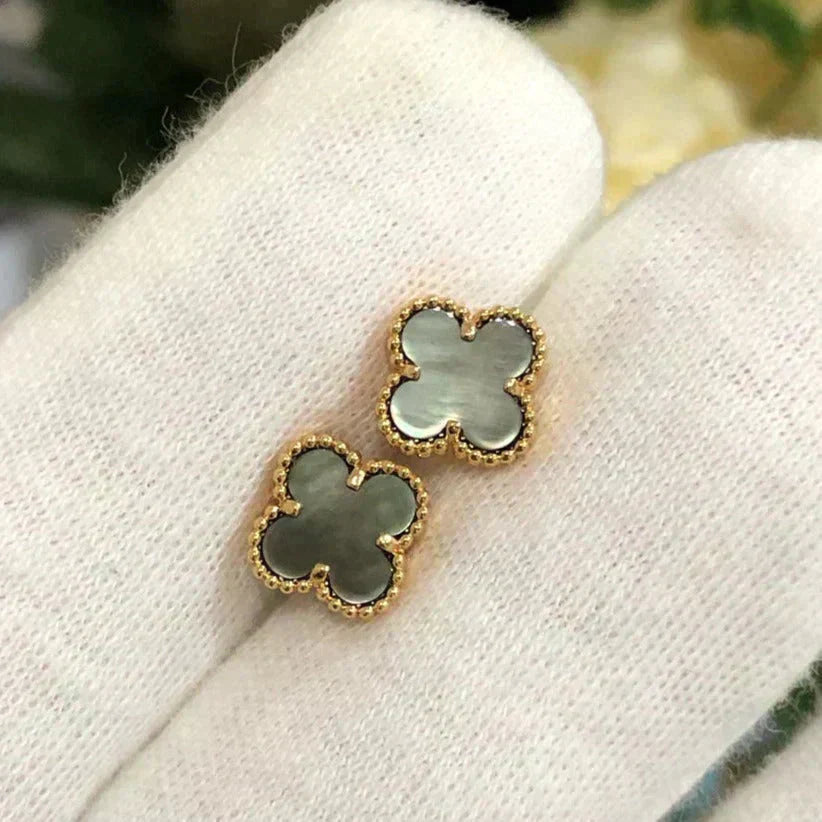[Vintora]CLOVER MINI 9.5MM GRAY MOP EARRINGS