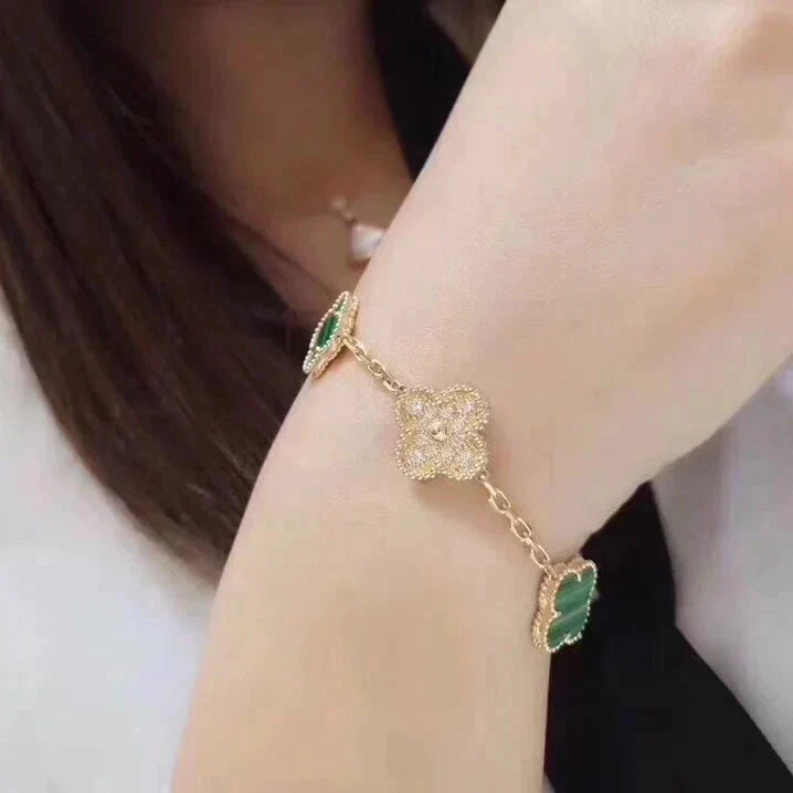 [?Vintora] CLOVER 5 MOTIF MALACHITE BRACELET COLLECTION
