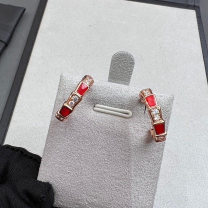 [Vintora]SERPENTI CARNELIAN PINK GOLD EARRINGS