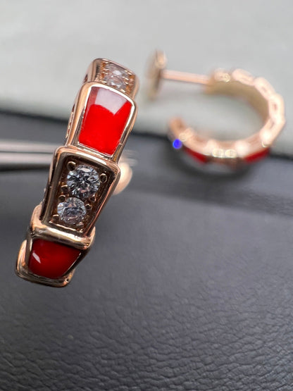 [Vintora]SERPENTI CARNELIAN PINK GOLD EARRINGS