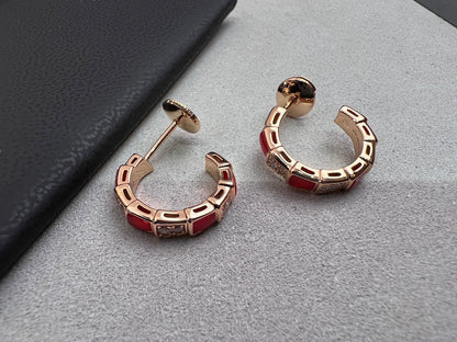[Vintora]SERPENTI CARNELIAN PINK GOLD EARRINGS