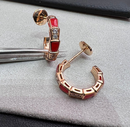 [Vintora]SERPENTI CARNELIAN PINK GOLD EARRINGS