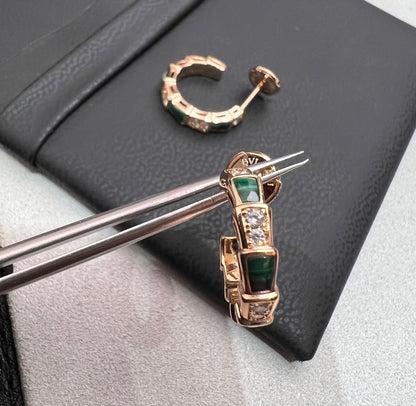 [Vintora]SERPENTI MALACHITE PINK GOLD EARRINGS