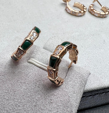 [Vintora]SERPENTI MALACHITE PINK GOLD EARRINGS