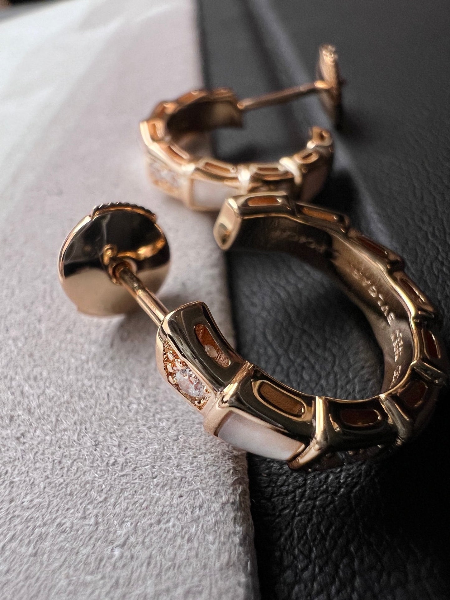 [Vintora]SERPENTI MOP PINK GOLD EARRINGS