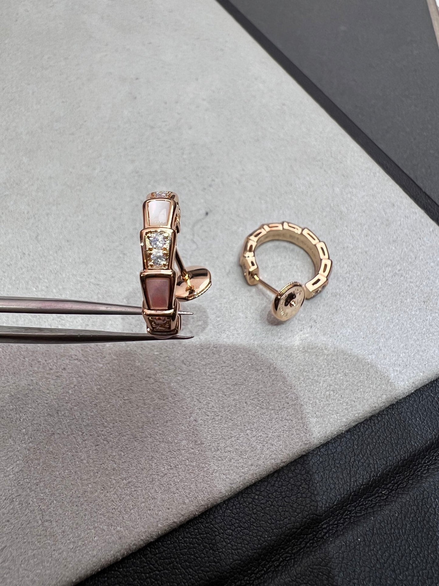[Vintora]SERPENTI MOP PINK GOLD EARRINGS