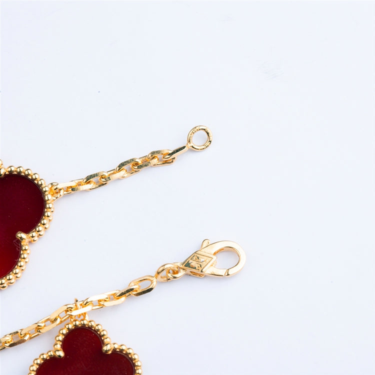 [Vintora]BRACELET CLOVER 5 MOTIFS CORNALINE OEIL DE TIGRE
