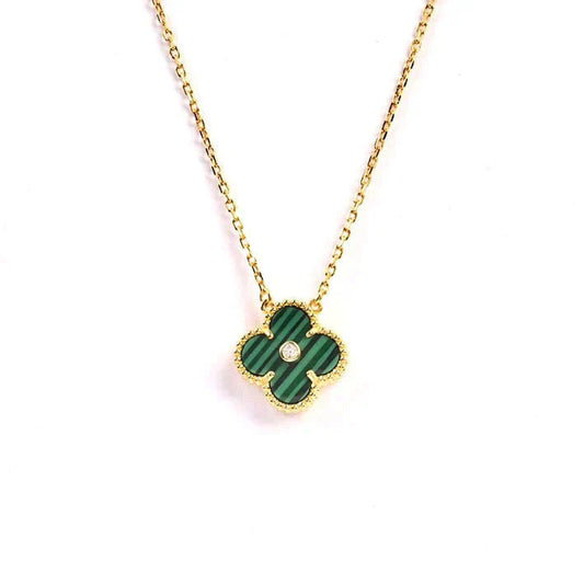 [Vintora]CLOVER 15MM DIAMOND TURQUOISE NECKLACE