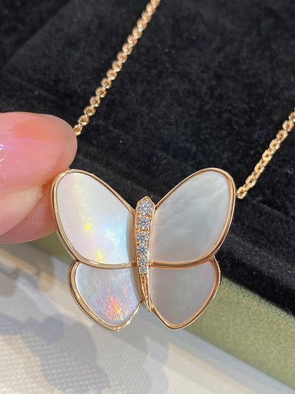 [Vintora]COLLIER PAPILLON OR NACRE DIAMANT