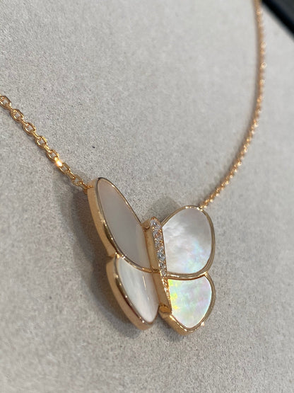[Vintora]COLLIER PAPILLON OR NACRE DIAMANT