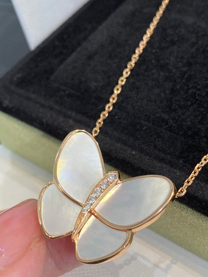 [Vintora]COLLIER PAPILLON OR NACRE DIAMANT