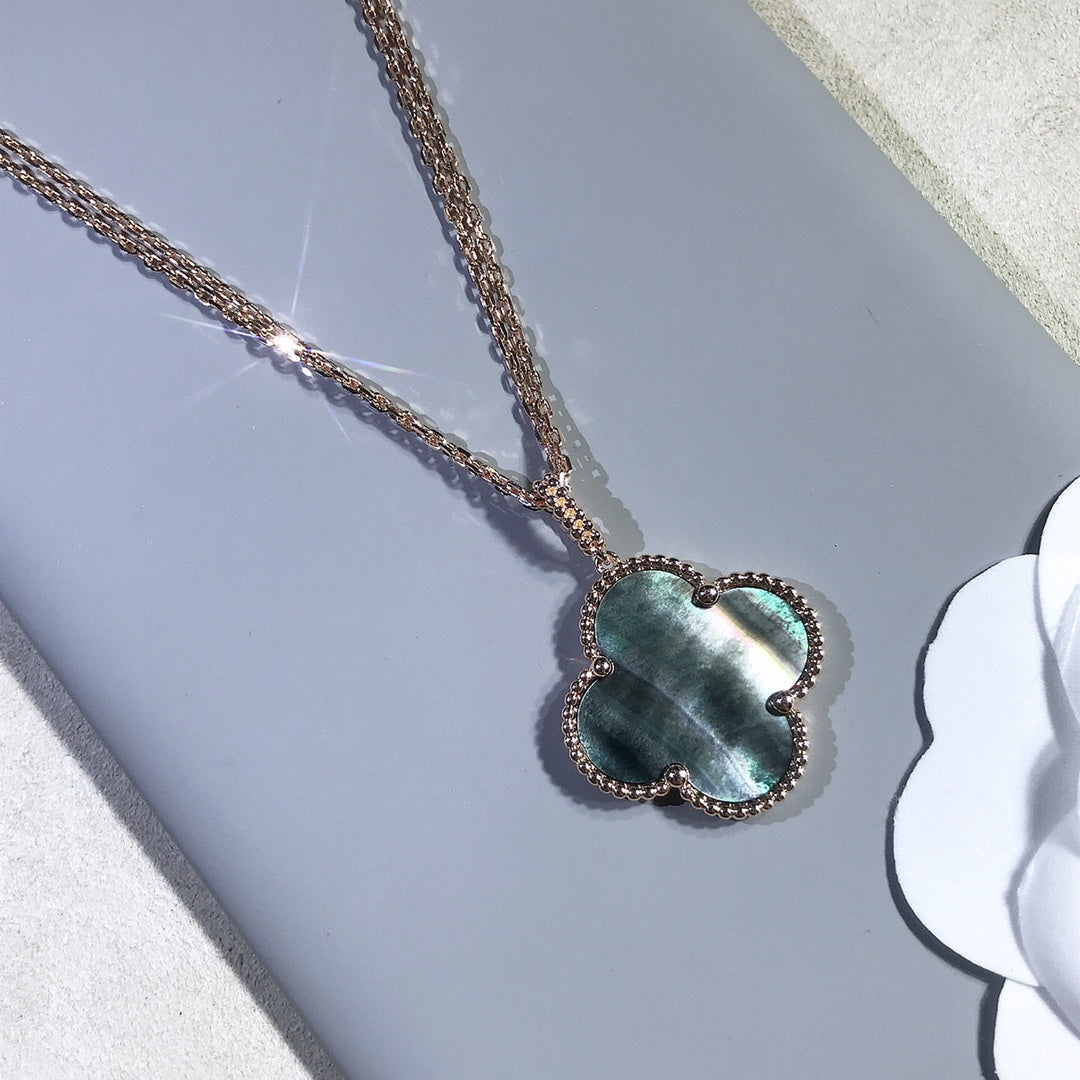 [Vintora]COLLIER GRAND TRÈFLE CLOVER 25 MM EN OR ET NACRE NOIRE