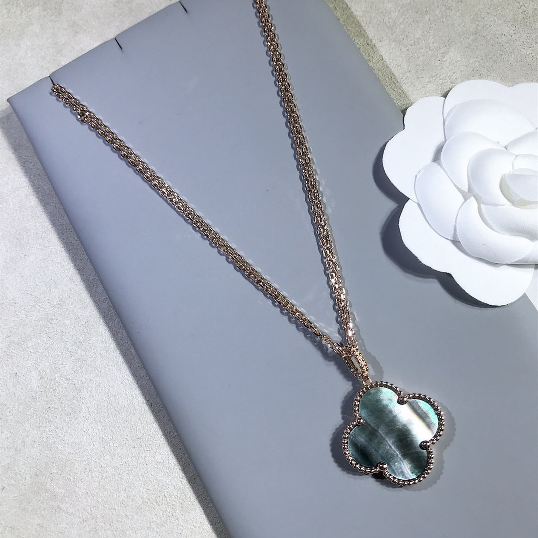 [Vintora]COLLIER GRAND TRÈFLE CLOVER 25 MM EN OR ET NACRE NOIRE