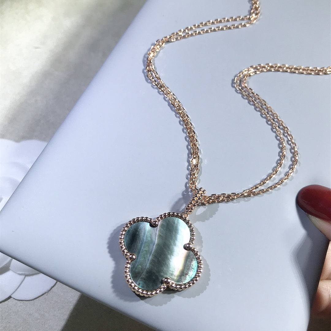 [Vintora]COLLIER GRAND TRÈFLE CLOVER 25 MM EN OR ET NACRE NOIRE