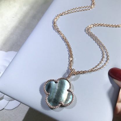 [Vintora]COLLIER GRAND TRÈFLE CLOVER 25 MM EN OR ET NACRE NOIRE