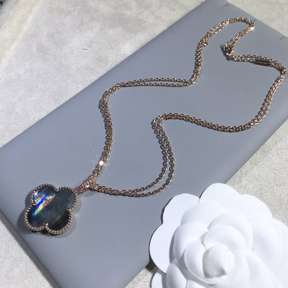 [Vintora]COLLIER GRAND TRÈFLE CLOVER 25 MM EN OR ET NACRE NOIRE