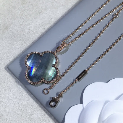 [Vintora]COLLIER GRAND TRÈFLE CLOVER 25 MM EN OR ET NACRE NOIRE