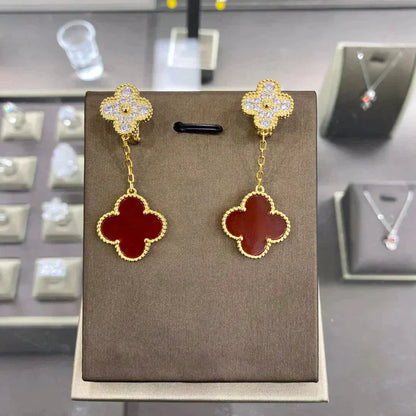 [Vintora]CLOVER  2 MOTIFS  DIAMOND  EARRINGS (MULTIPLE CHOICES?¡ä