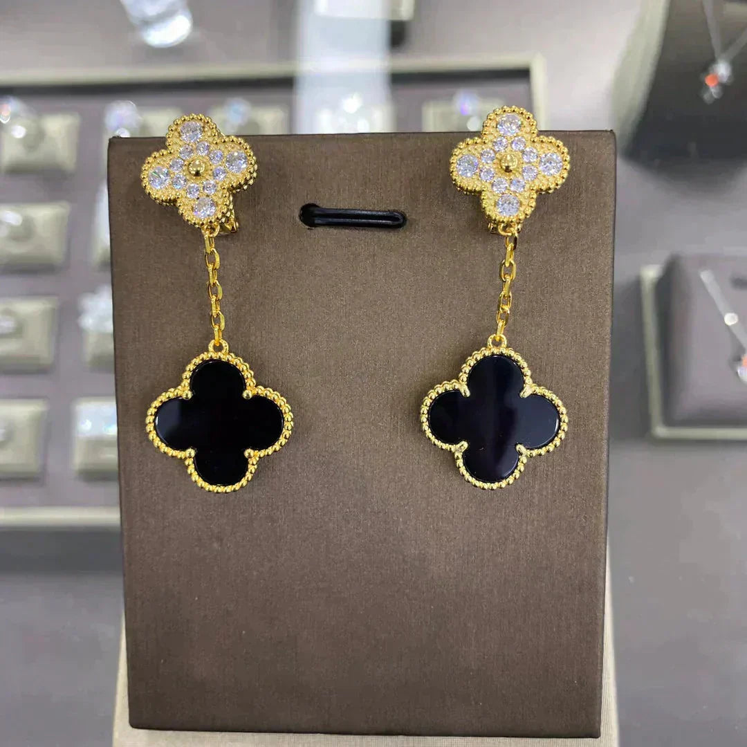 [Vintora]CLOVER  2 MOTIFS  DIAMOND  EARRINGS (MULTIPLE CHOICES?¡ä