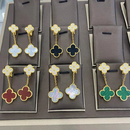 [Vintora]CLOVER  2 MOTIFS  DIAMOND  EARRINGS (MULTIPLE CHOICES?¡ä