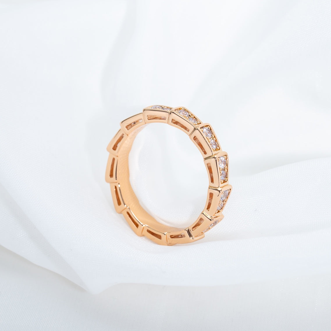 [Vintora]SERPENTI RING PINK GOLD DIAMOND PAVED 3MM