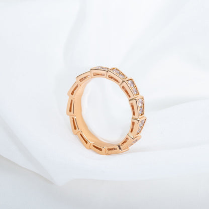 [Vintora]SERPENTI RING PINK GOLD DIAMOND PAVED 3MM