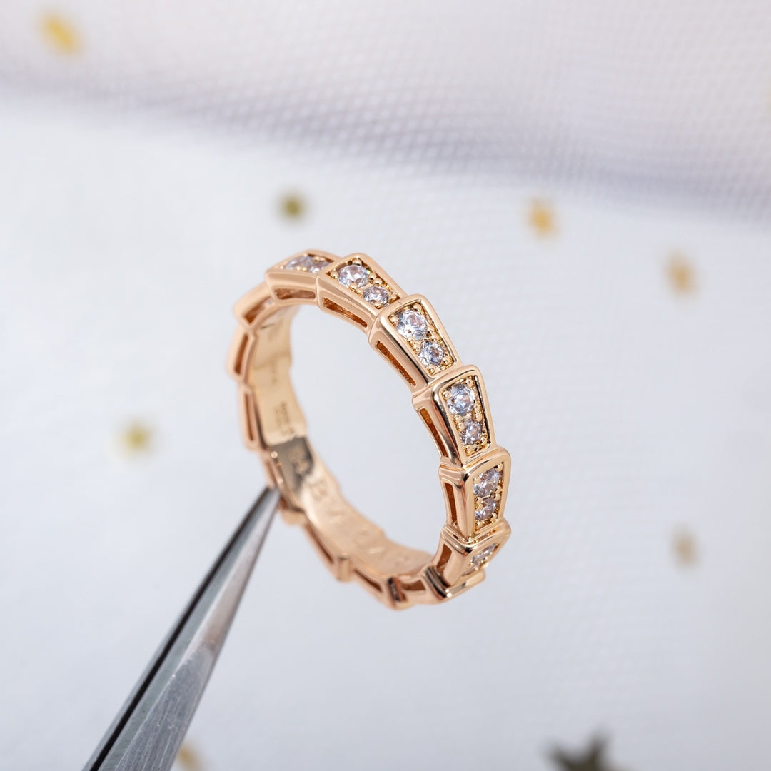 [Vintora]SERPENTI RING PINK GOLD DIAMOND PAVED 3MM