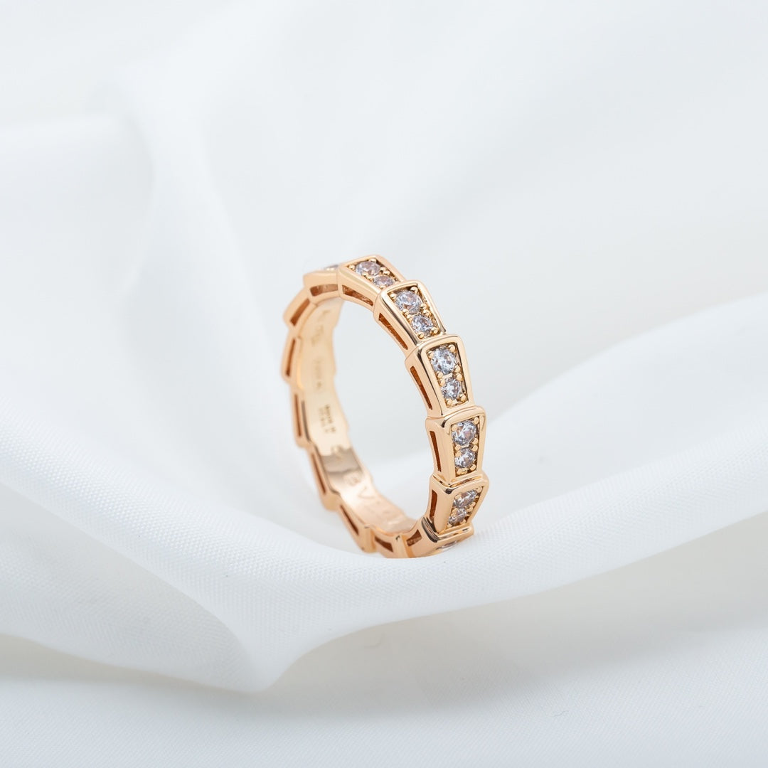 [Vintora]SERPENTI RING PINK GOLD DIAMOND PAVED 3MM