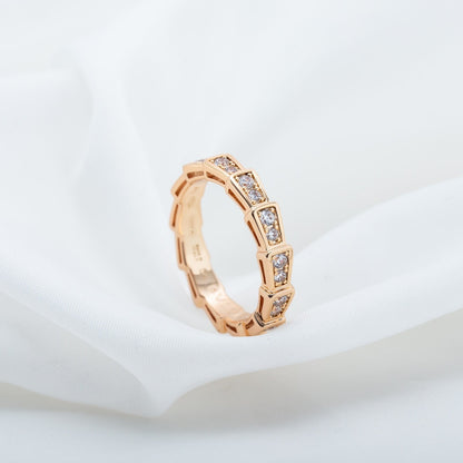 [Vintora]SERPENTI RING PINK GOLD DIAMOND PAVED 3MM