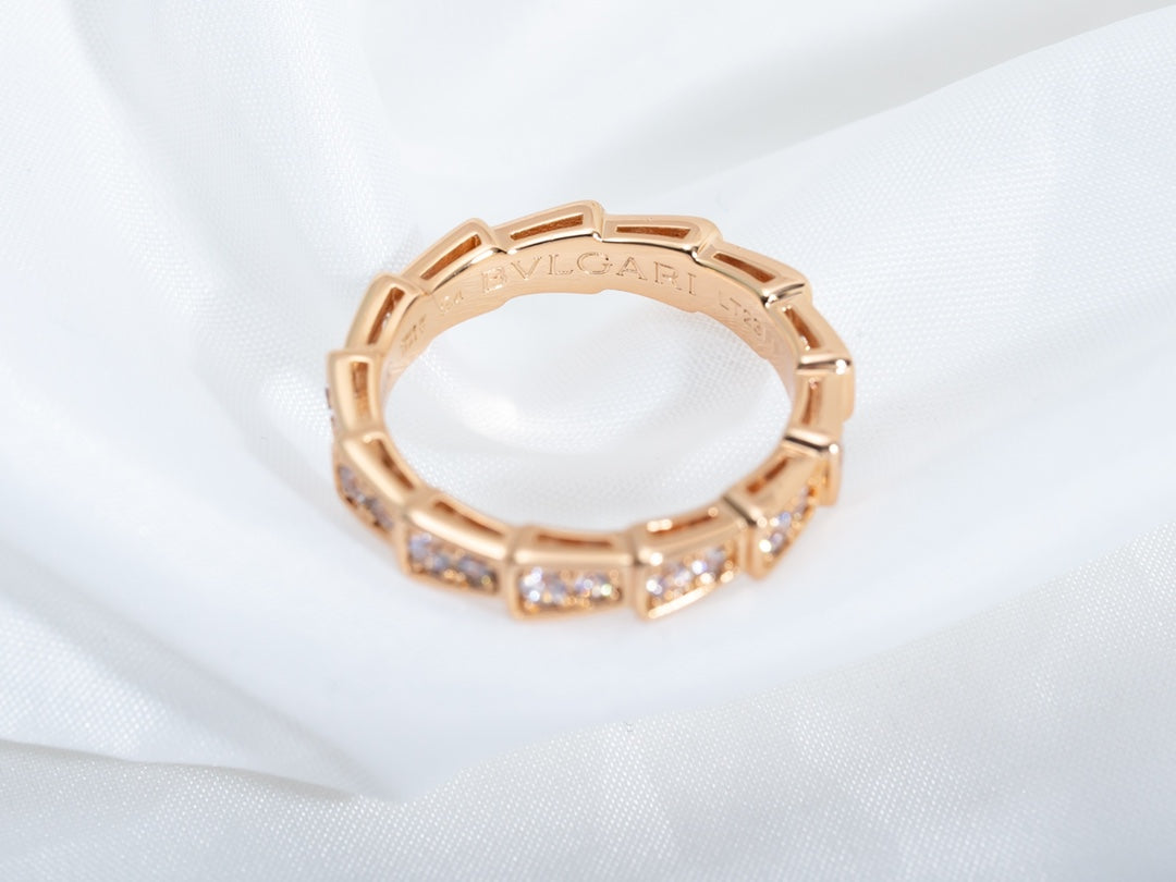 [Vintora]SERPENTI RING PINK GOLD DIAMOND PAVED 3MM