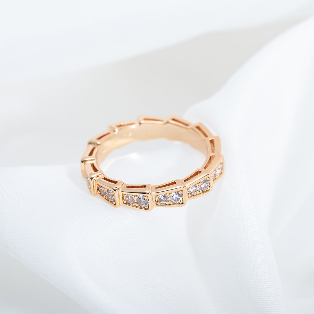 [Vintora]SERPENTI RING PINK GOLD DIAMOND PAVED 3MM