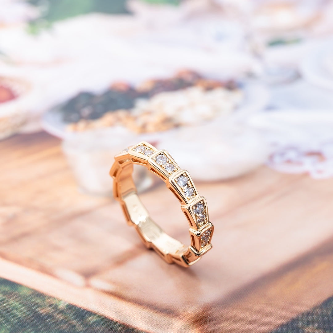 [Vintora]SERPENTI RING PINK GOLD DIAMOND PAVED 3MM