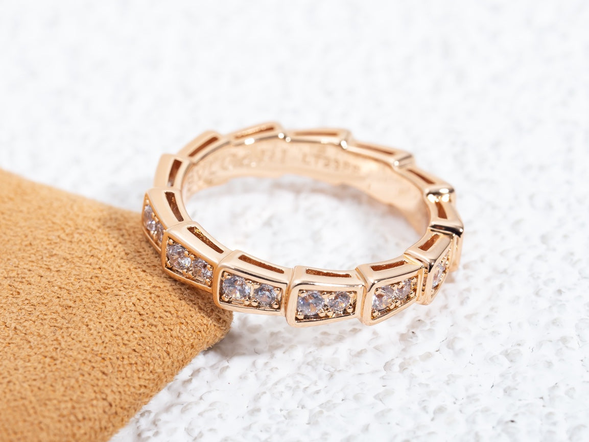 [Vintora]SERPENTI RING PINK GOLD DIAMOND PAVED 3MM