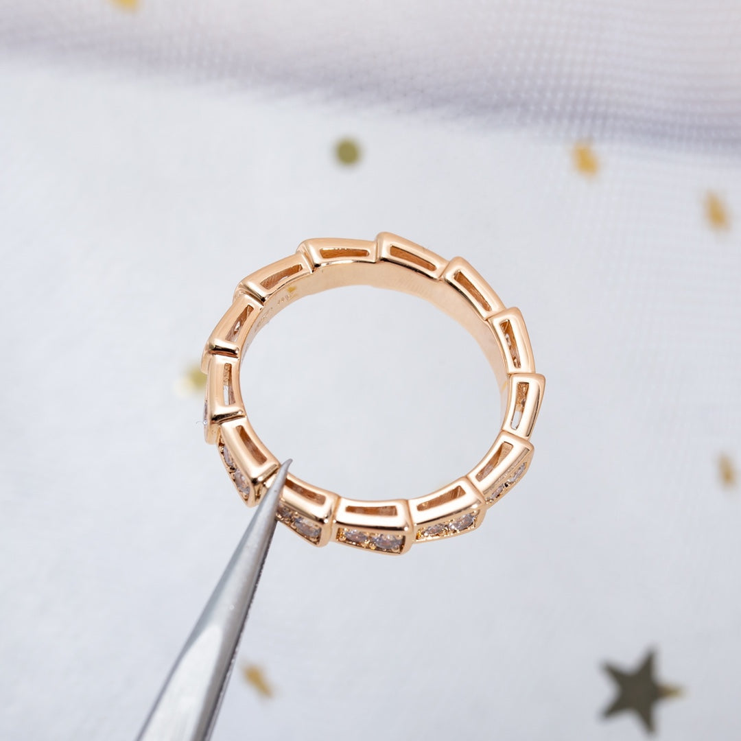 [Vintora]SERPENTI RING PINK GOLD DIAMOND PAVED 3MM
