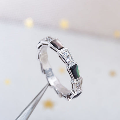 [Vintora]SERPENTI RING SILVER  DIAMOND BLACK MOP 3MM