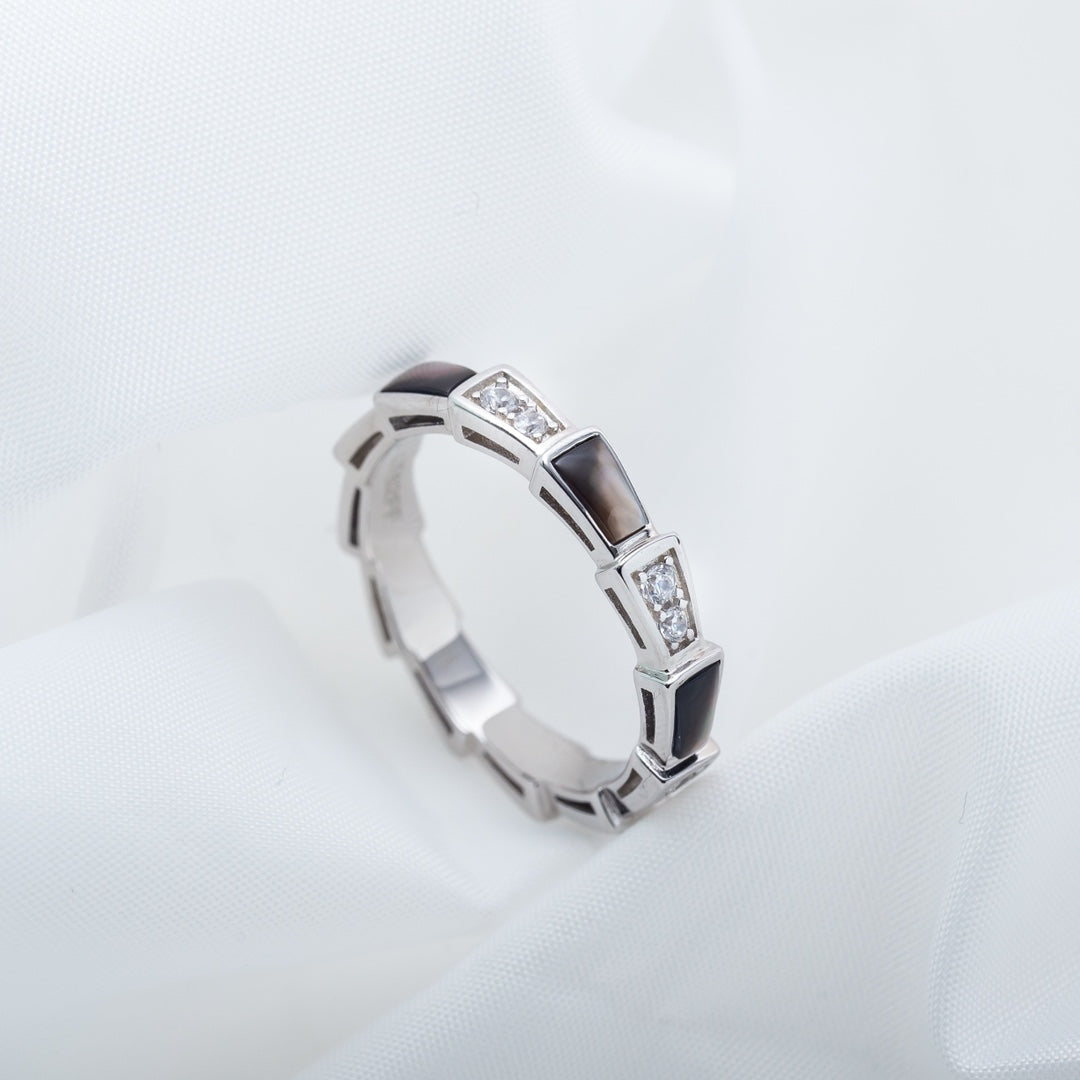 [Vintora]SERPENTI RING SILVER  DIAMOND BLACK MOP 3MM