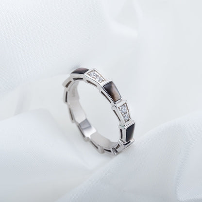[Vintora]SERPENTI RING SILVER  DIAMOND BLACK MOP 3MM