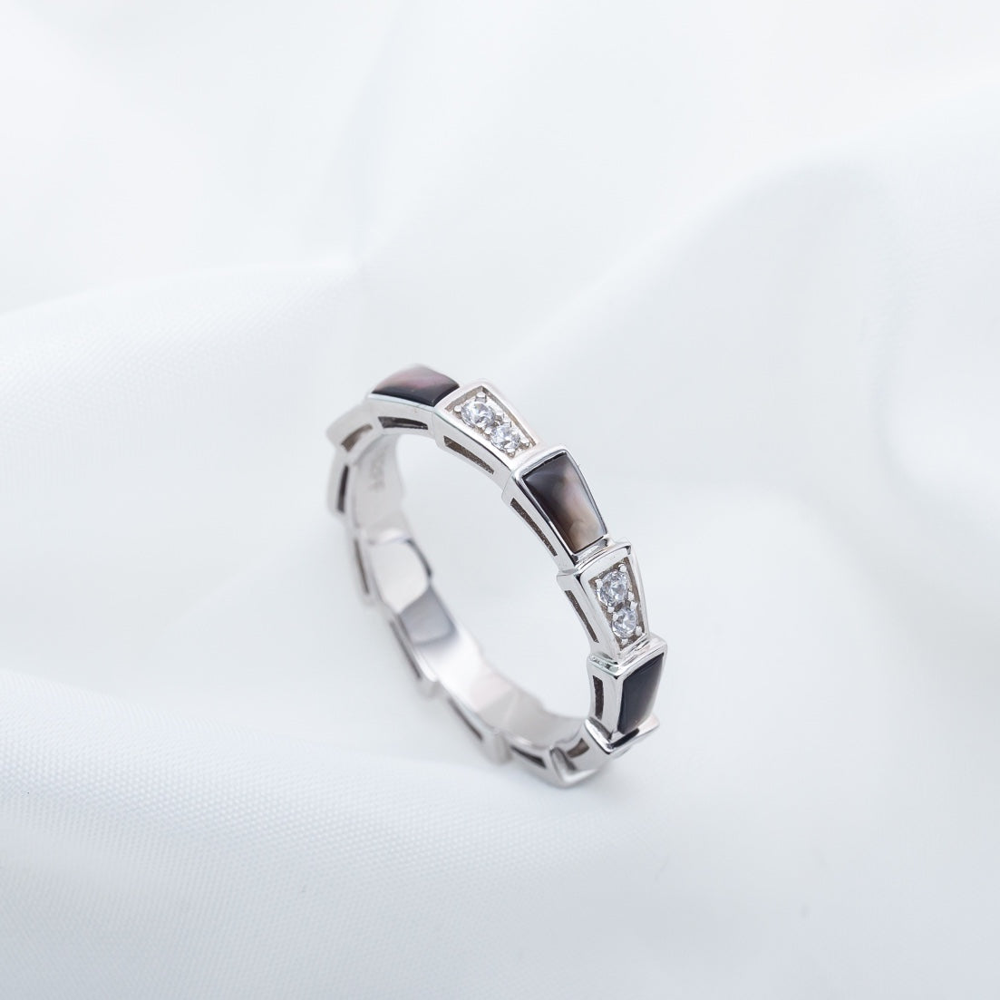 [Vintora]SERPENTI RING SILVER  DIAMOND BLACK MOP 3MM