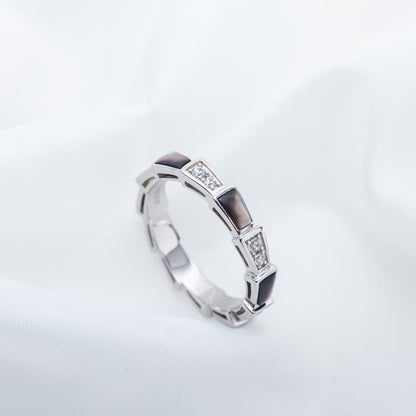 [Vintora]SERPENTI RING SILVER  DIAMOND BLACK MOP 3MM