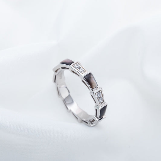 [Vintora]SERPENTI RING SILVER  DIAMOND BLACK MOP 3MM