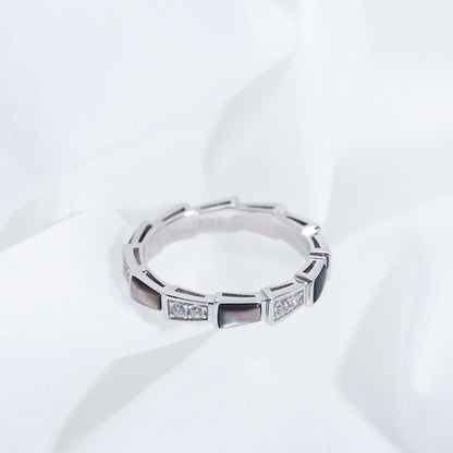 [Vintora]SERPENTI RING SILVER  DIAMOND BLACK MOP 3MM