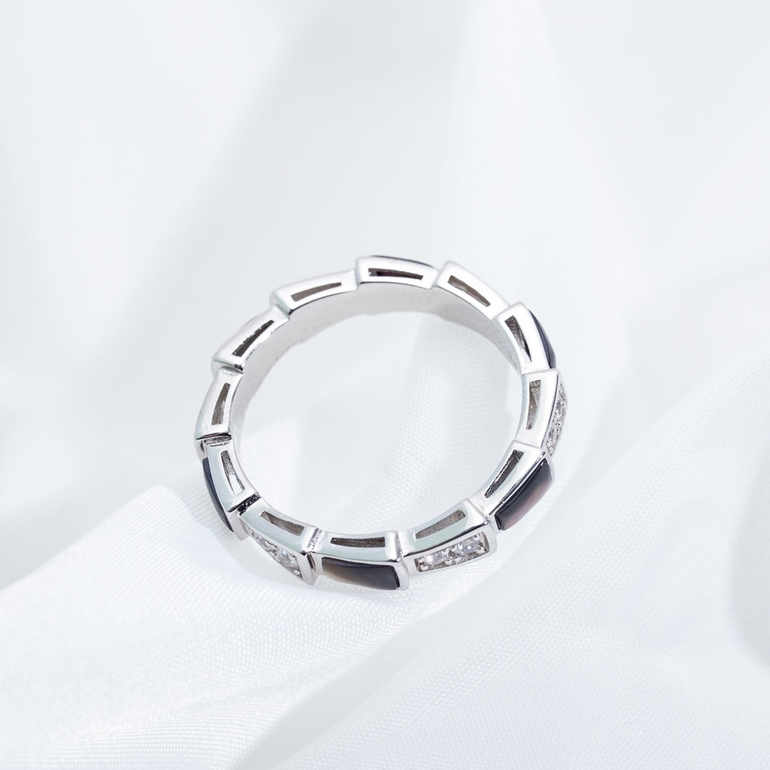 [Vintora]SERPENTI RING SILVER  DIAMOND BLACK MOP 3MM